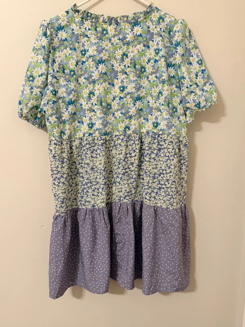 Umgee Blue, Purple & Green Floral Tiered Womens Dress - Picture 2 of 4